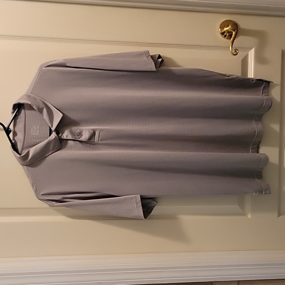 32 Degrees Cool gray striped golf polo shirt stretch short sleeves Size XXL EUC
